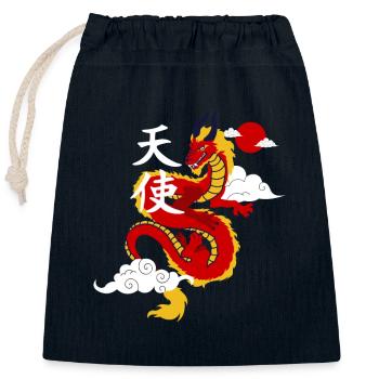 Chinesischer Drachen Chinese Dragon Drache Gold - Closable cotton gift bag (25x30cm) - navy - Front