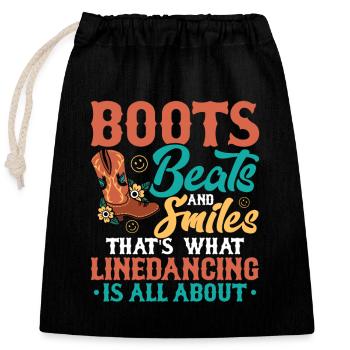 Linedancing Bottes Beats And Smiles Western Country - Sac cadeau en coton avec cordon (25 x 30 cm) - noir - Devant