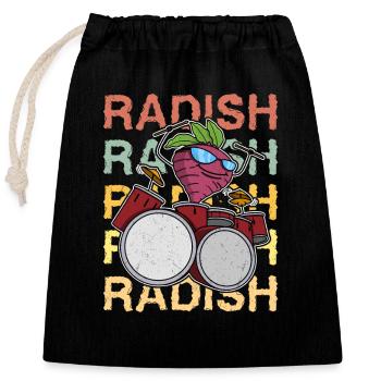 Radis Crop Garden Drums Dicton - Sac cadeau en coton avec cordon (25 x 30 cm) - noir - Devant