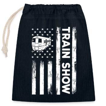 USA Flag Train Show America Model Railroads - Closable cotton gift bag (25x30cm) - navy - Front