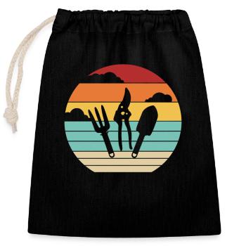Retro allotment garden horticulture allotment garden - Closable cotton gift bag (25x30cm) - black - Front