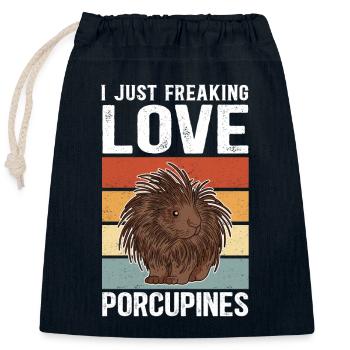 Porcs-épics Cadeau de porc-épic - Sac cadeau en coton avec cordon (25 x 30 cm) - bleu marine - Devant