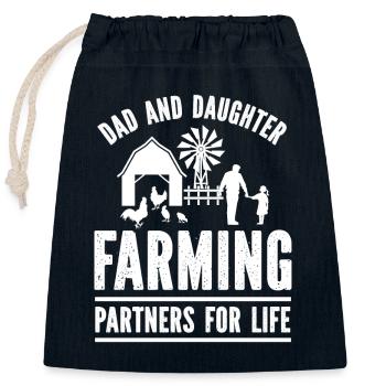 Father and daughter - farm partners for life - - Closable cotton gift bag (25x30cm) - navy - Front