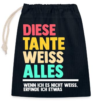 Patentante Tante - Verschließbarer Geschenkbeutel aus Baumwolle (25x30cm) - Navy - Vorne