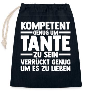 Patentante Tante - Verschließbarer Geschenkbeutel aus Baumwolle (25x30cm) - Navy - Vorne