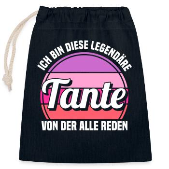 Patentante Tante - Verschließbarer Geschenkbeutel aus Baumwolle (25x30cm) - Navy - Vorne