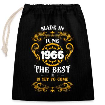 Made In June 1966 The Best - Verschließbarer Geschenkbeutel aus Baumwolle (25x30cm) - Schwarz - Vorne