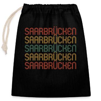 Saarbrückenerin Saarbrückener Saarbrücken - Verschließbarer Geschenkbeutel aus Baumwolle (25x30cm) - Schwarz - Vorne