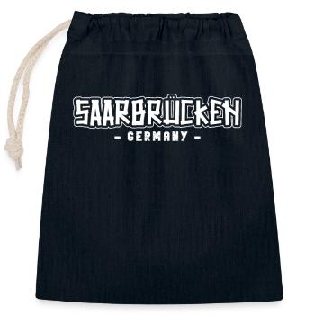 Saarbrückenerin Saarbrückener Saarbrücken - Verschließbarer Geschenkbeutel aus Baumwolle (25x30cm) - Navy - Vorne