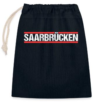 Saarbrückenerin Saarbrückener Saarbrücken - Verschließbarer Geschenkbeutel aus Baumwolle (25x30cm) - Navy - Vorne