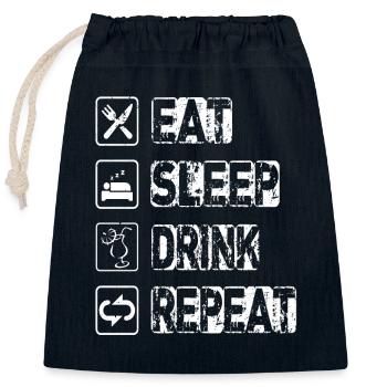 Manger dormir Boire Répéter - Sac cadeau en coton avec cordon (25 x 30 cm) - bleu marine - Devant