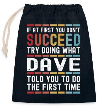 Dave Nom personnalisé Drôle Anniversaire Noël - Sac cadeau en coton avec cordon (25 x 30 cm) - bleu marine - Devant