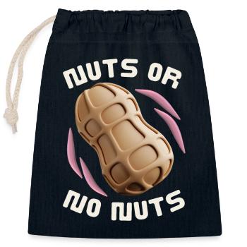 Erdnüsse, 3D Stil, lustiger Spruch Nuts-Or-No-Nuts - Verschließbarer Geschenkbeutel aus Baumwolle (25x30cm) - Navy - Vorne