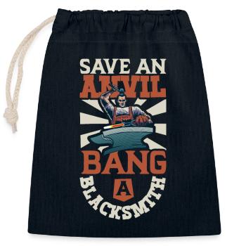 Blacksmith Metalworker Bladesmith Metal - Closable cotton gift bag (25x30cm) - navy - Front