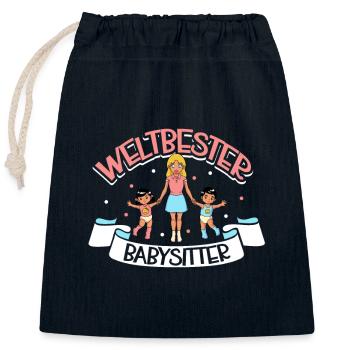World's Best Babysitter - Closable cotton gift bag (25x30cm) - navy - Front
