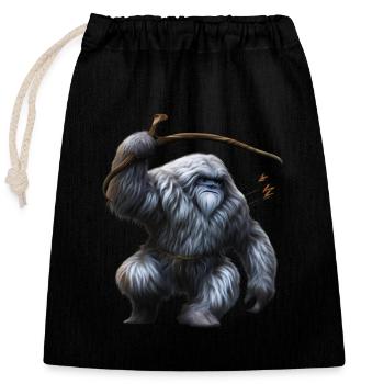 Yeti with bow and arrow - Closable cotton gift bag (25x30cm) - black - Front
