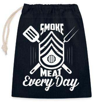 Smoke Meat Every Day Grilling BBQ Smoker - Closable cotton gift bag (25x30cm) - navy - Front