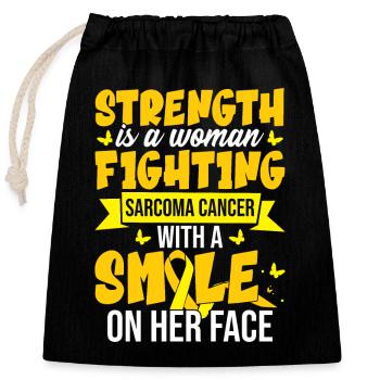 Strenght est une femme qui lutte contre le cancer du sarcome - Sac cadeau en coton avec cordon (25 x 30 cm) - noir - Devant