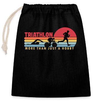 Triathlon more than a Hobby Training Triathlonrad - Verschließbarer Geschenkbeutel aus Baumwolle (25x30cm) - Schwarz - Vorne