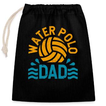 Wasserball Papa Vatertag Sport Fan Spieler Trainer - Verschließbarer Geschenkbeutel aus Baumwolle (25x30cm) - Schwarz - Vorne