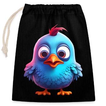 Mignon bébé oiseau - Sac cadeau en coton avec cordon (25 x 30 cm) - noir - Devant