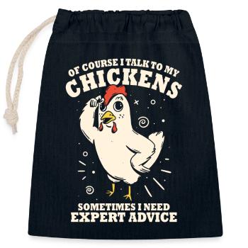 Of Course I Talk To My Chickens - Closable cotton gift bag (25x30cm) - navy - Front