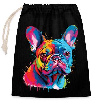 Charme Compact : Le Bouledogue Français - Sac cadeau en coton avec cordon (25 x 30 cm) - noir - Devant