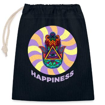 Hamsa Symbol Hand Yoga Buddhismus India - Verschließbarer Geschenkbeutel aus Baumwolle (25x30cm) - Navy - Vorne