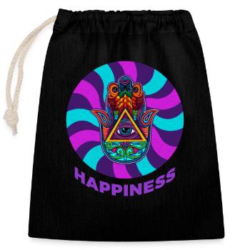 Hamsa Symbol Hand Yoga Buddhismus India - Verschließbarer Geschenkbeutel aus Baumwolle (25x30cm) - Schwarz - Vorne