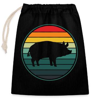 Retro Kreis Schwein - - Verschließbarer Geschenkbeutel aus Baumwolle (25x30cm) - Schwarz - Vorne