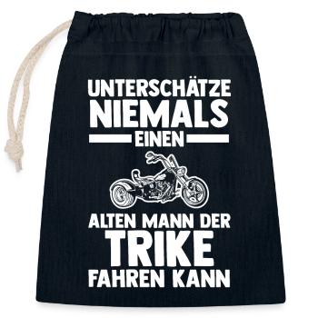 Motorrad Trike - Verschließbarer Geschenkbeutel aus Baumwolle (25x30cm) - Navy - Vorne