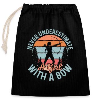 Never Underestimate A Girl With A Bow Bow & Arrows - Closable cotton gift bag (25x30cm) - black - Front