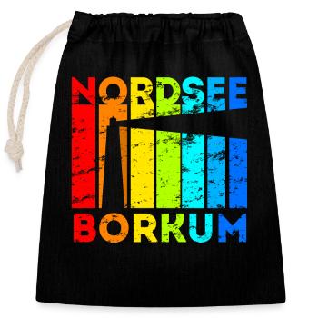 Borkum Nordsee Ostfriesische Insel Geschenk - Verschließbarer Geschenkbeutel aus Baumwolle (25x30cm) - Schwarz - Vorne