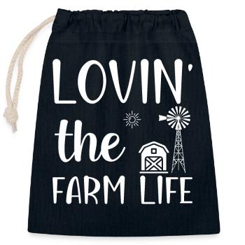 I love life on the farm - - Closable cotton gift bag (25x30cm) - navy - Front