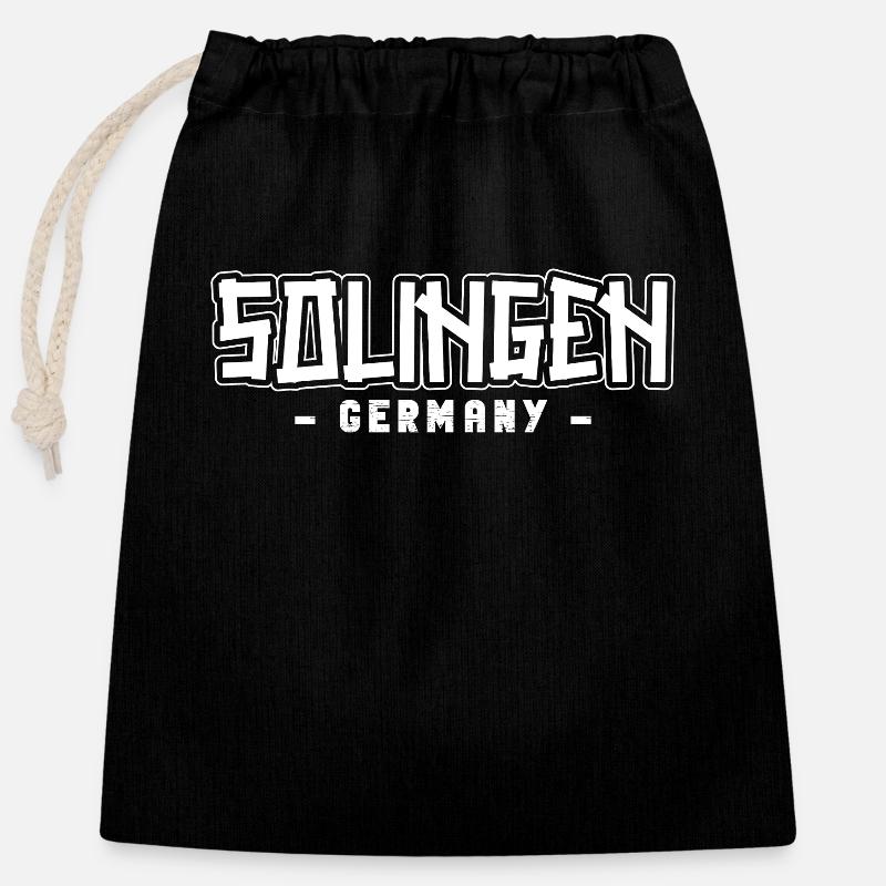 Solingérine Solinger Solingen - Sac cadeau en coton avec cordon (25 x 30 cm) - noir