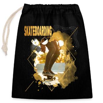 Skateboarding Skate Skater Skateboard Sk8 Gold - Closable cotton gift bag (25x30cm) - black - Front