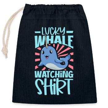 Walbeobachtung - Lucky Whale Watching - Verschließbarer Geschenkbeutel aus Baumwolle (25x30cm) - Navy - Vorne