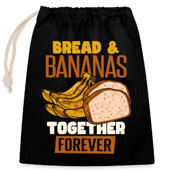 Brot & Bananen - Verschließbarer Geschenkbeutel aus Baumwolle (25x30cm) - Schwarz - Vorne