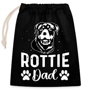 Papa Rottie - Sac cadeau en coton avec cordon (25 x 30 cm) - noir - Devant
