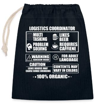 Funny logistics coordinator outfit - Closable cotton gift bag (25x30cm) - navy - Front