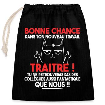 Départ Collègue Collègues Cadeau Traître Chat - Sac cadeau en coton avec cordon (25 x 30 cm) - noir - Devant