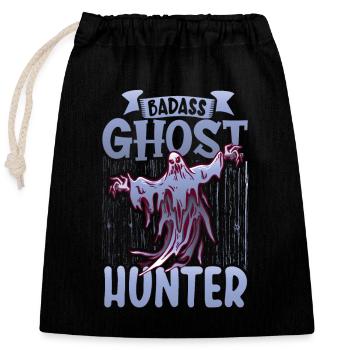 Recherche paranormale Halloween Ghost Hunter - Sac cadeau en coton avec cordon (25 x 30 cm) - noir - Devant