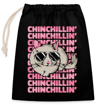 Chinchillin Shorttail Longtail Longhair - Closable cotton gift bag (25x30cm) - black - Front
