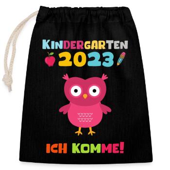 Kindergarten 2023 Ich Komme Jungen Kita Geschenk - Verschließbarer Geschenkbeutel aus Baumwolle (25x30cm) - Schwarz - Vorne