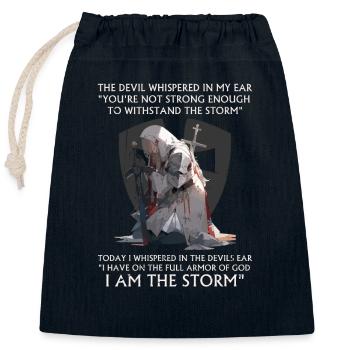 Bible Chrétienne Verset Croix Religieuse Anime Cool - Sac cadeau en coton avec cordon (25 x 30 cm) - bleu marine - Devant