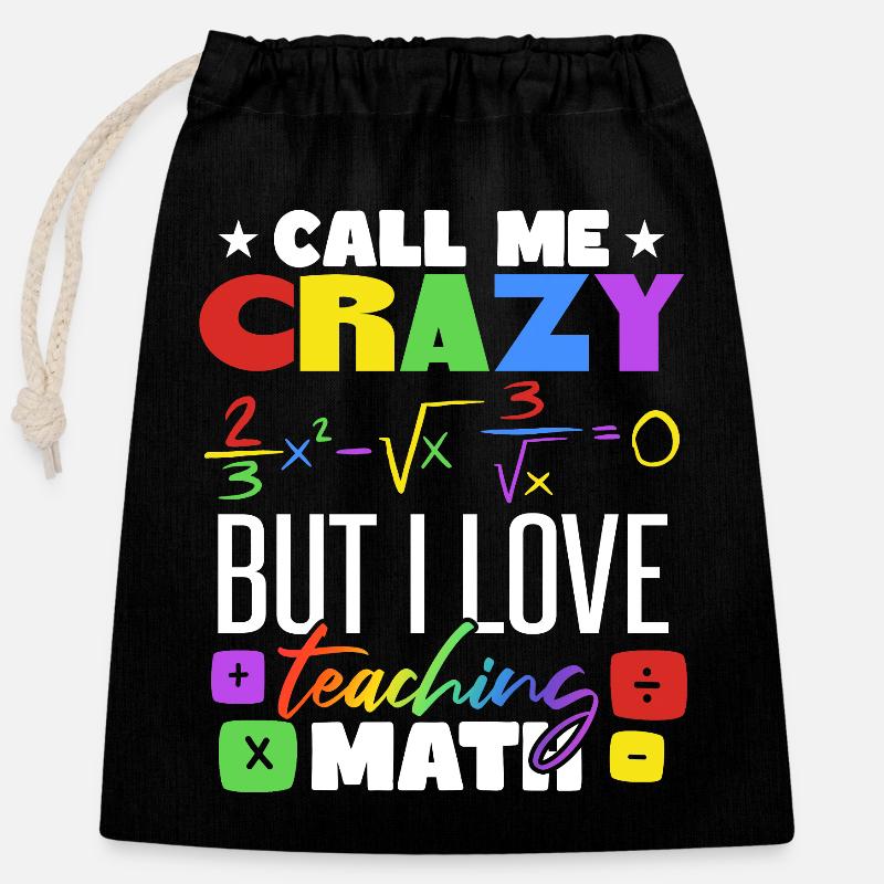 I Love Teaching Math - Closable cotton gift bag (25x30cm) - black