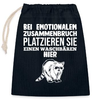 Tiermotiv Waschbär - Verschließbarer Geschenkbeutel aus Baumwolle (25x30cm) - Navy - Vorne