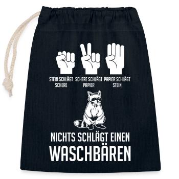 Tiermotiv Waschbär - Verschließbarer Geschenkbeutel aus Baumwolle (25x30cm) - Navy - Vorne