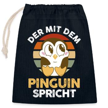 Tiermotiv Pinguin - Verschließbarer Geschenkbeutel aus Baumwolle (25x30cm) - Navy - Vorne