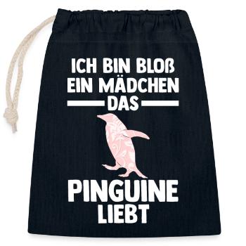Tiermotiv Pinguin - Verschließbarer Geschenkbeutel aus Baumwolle (25x30cm) - Navy - Vorne